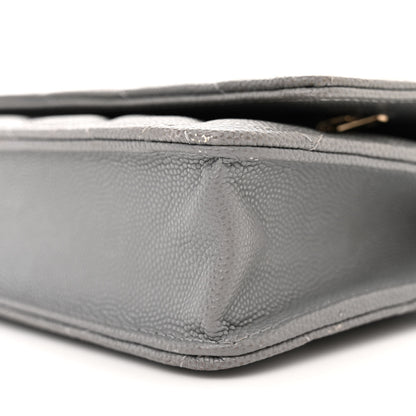 Chanel Caviar Quilted Wallet on Chain WOC Grey 11 of 12