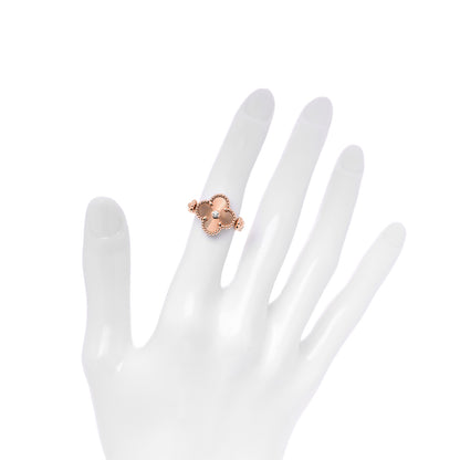 Van Cleef & Arpels 18K Rose Gold Diamond Carnelian Reversible Guilloche Vintage Alhambra Ring 52 6 5 of 6