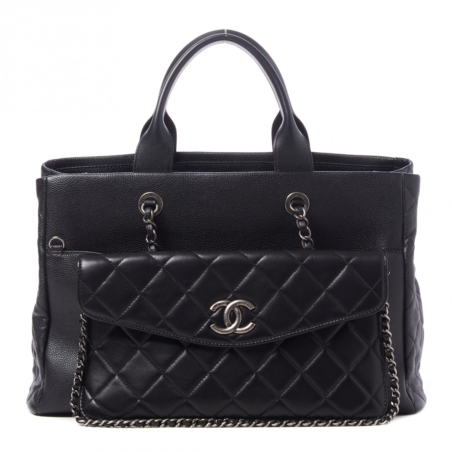 Chanel Caviar Lambskin Quilted Large Coco Break Shopping Bag Black 1 of 11
