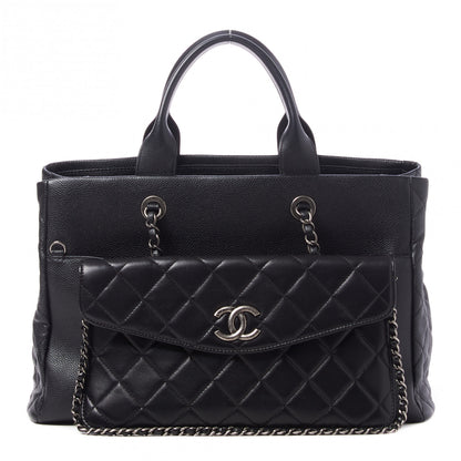 Chanel Caviar Lambskin Quilted Large Coco Break Shopping Bag Black 1 of 11