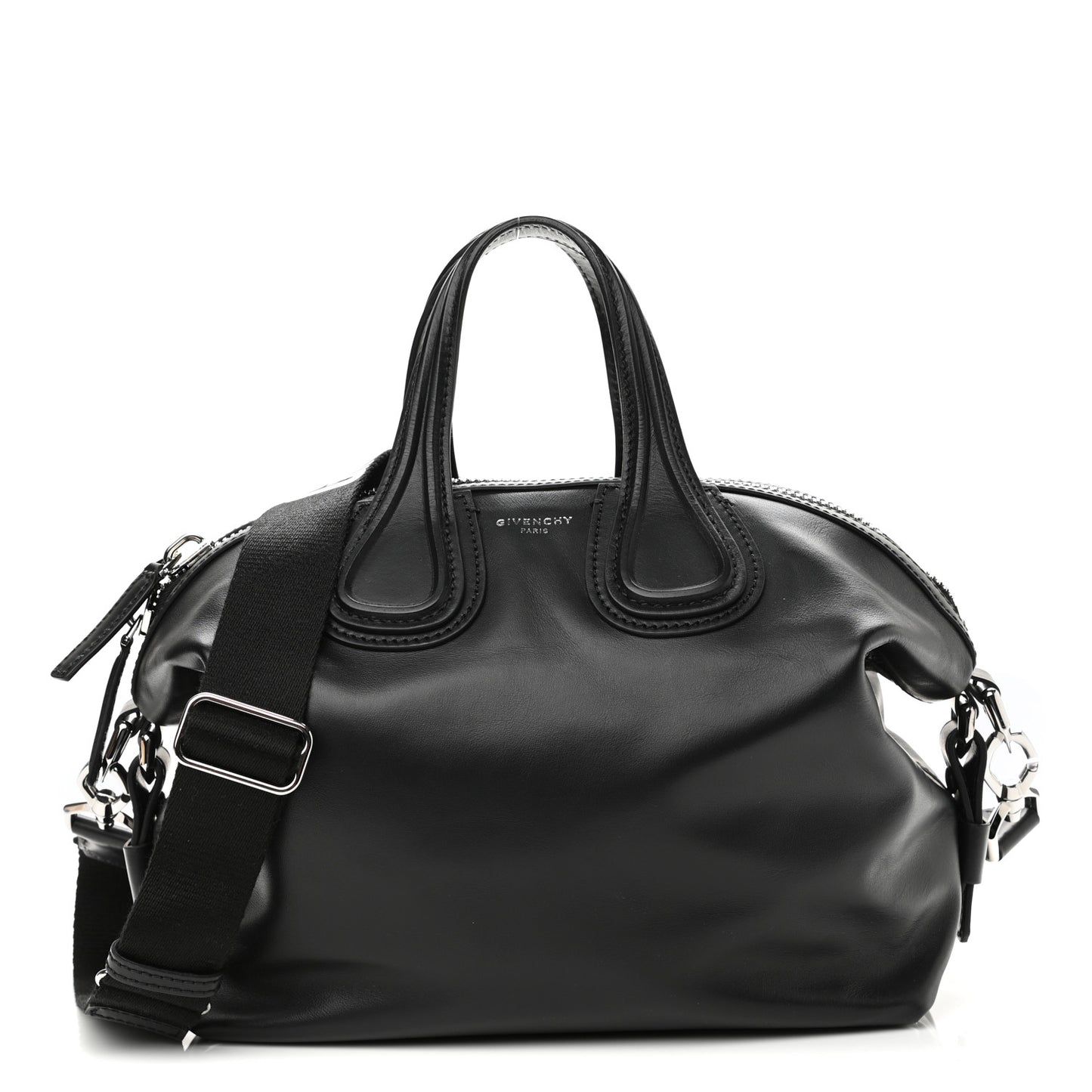 Waxed Calfskin Small Nightingale Logo Strap Black