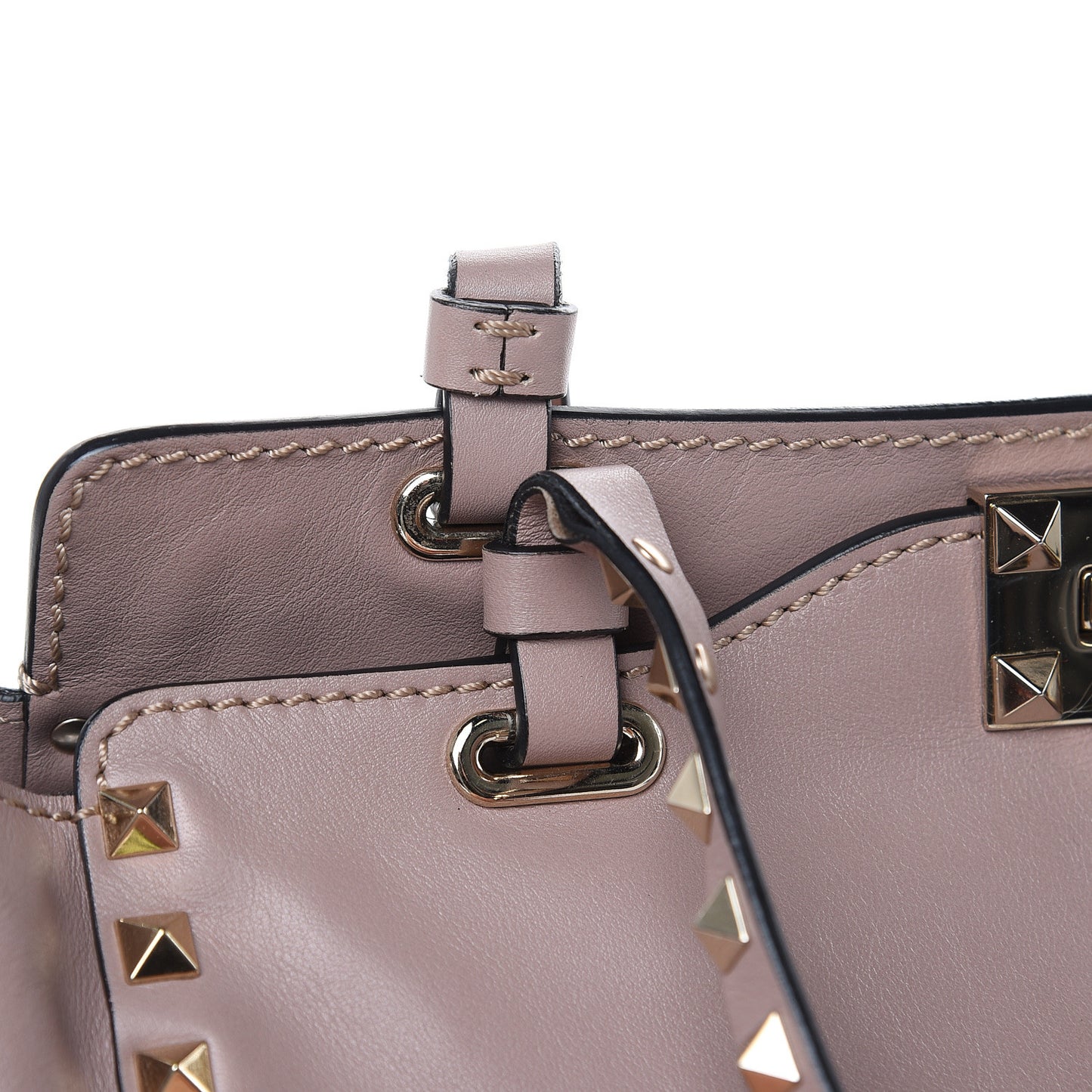 Vitello Small Rockstud Tote Poudre