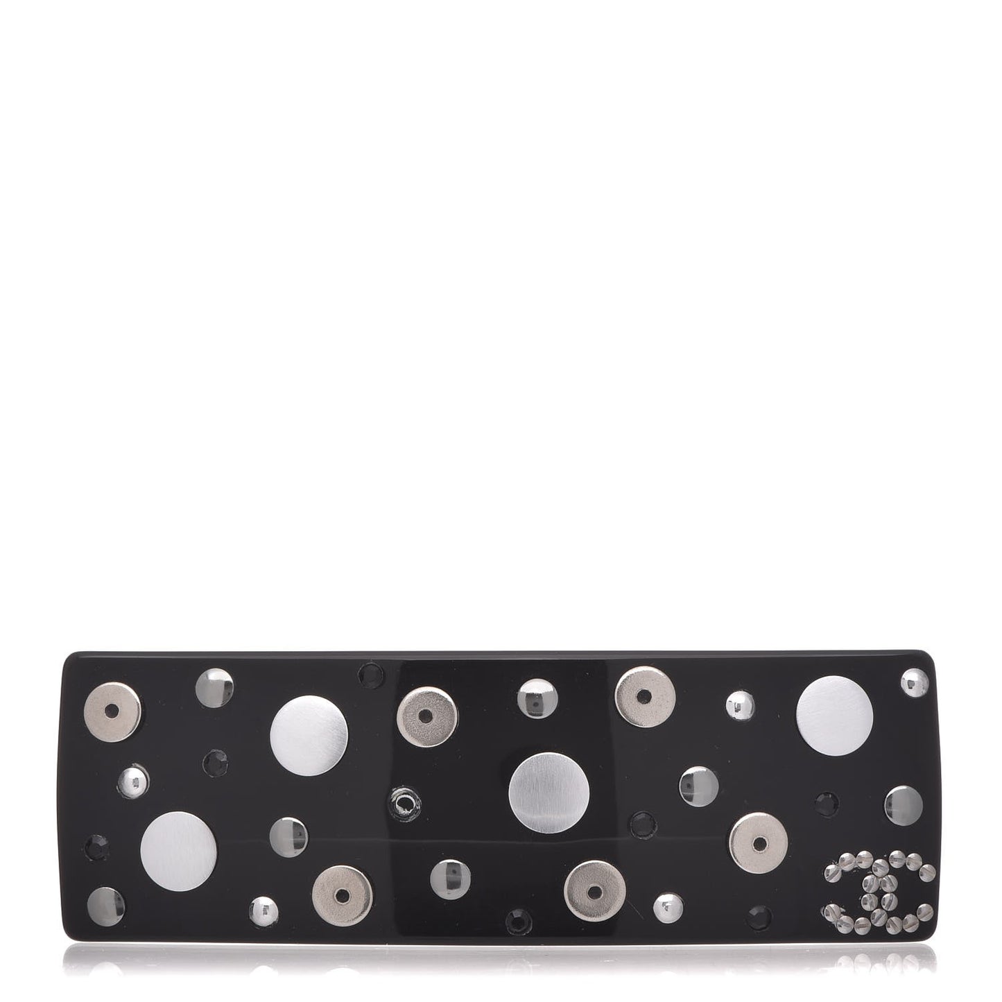 Resin Embellished CC Hair Clip Barrette Black