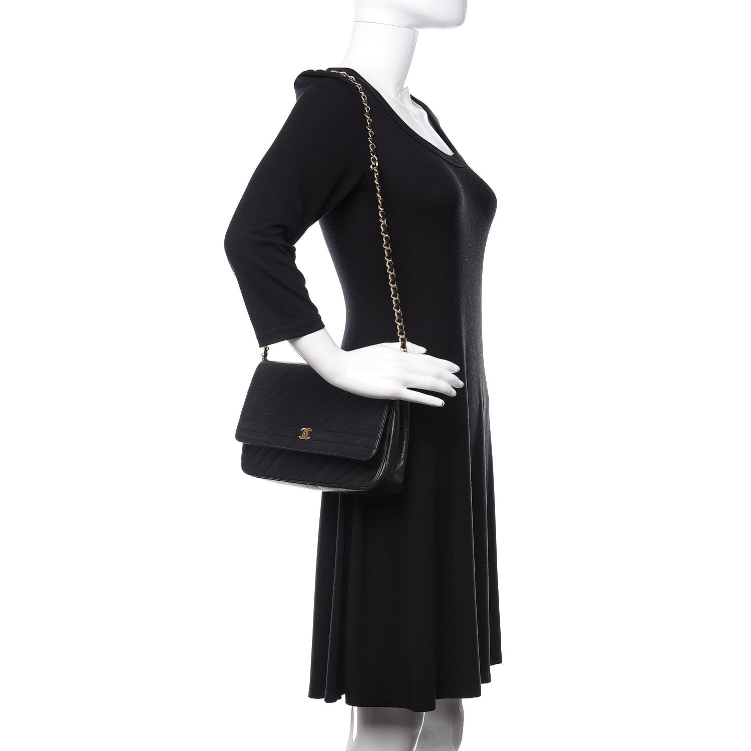 Chanel Lambskin Diagonal Quilted Small Single Flap Black 2 of 10