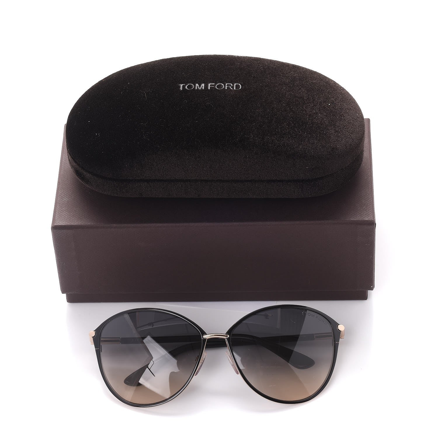 Tom Ford Penelope Vintage Round Sunglasses TF320 Black 9 of 9