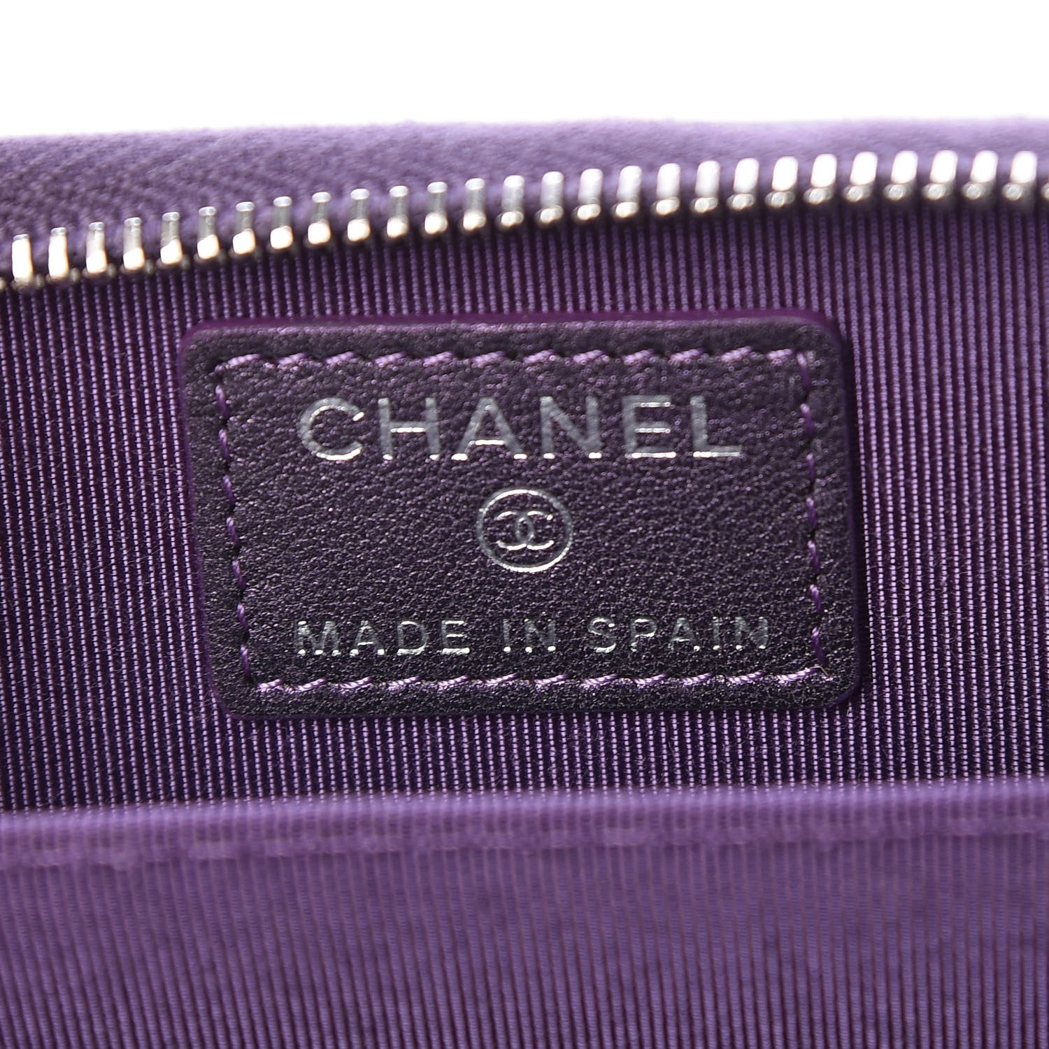Chanel Metallic Lambskin Quilted Zip Around Coin Purse Wallet Dark Purple 6 of 8