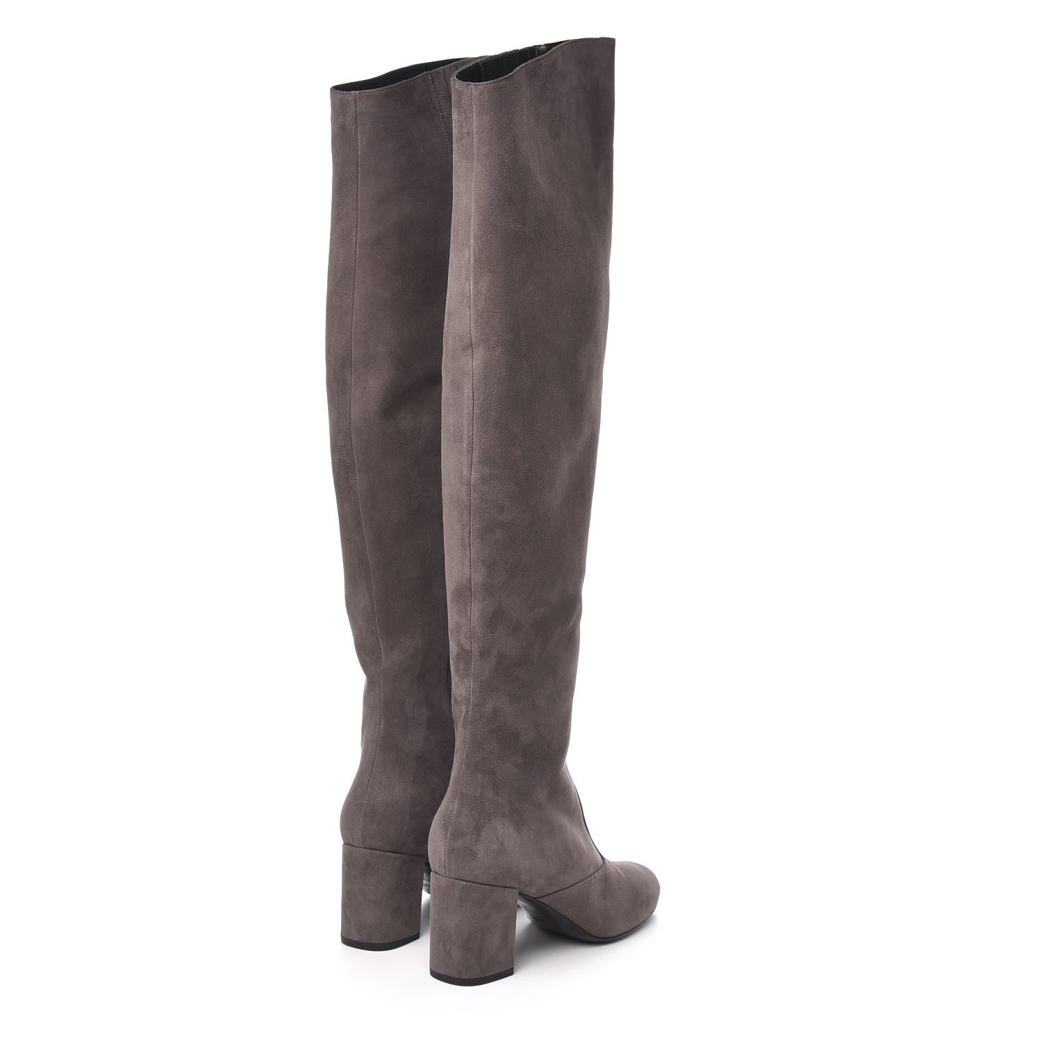 Saint Laurent Suede Babies Over The Knee Boots 36 Road Grey 4 of 9