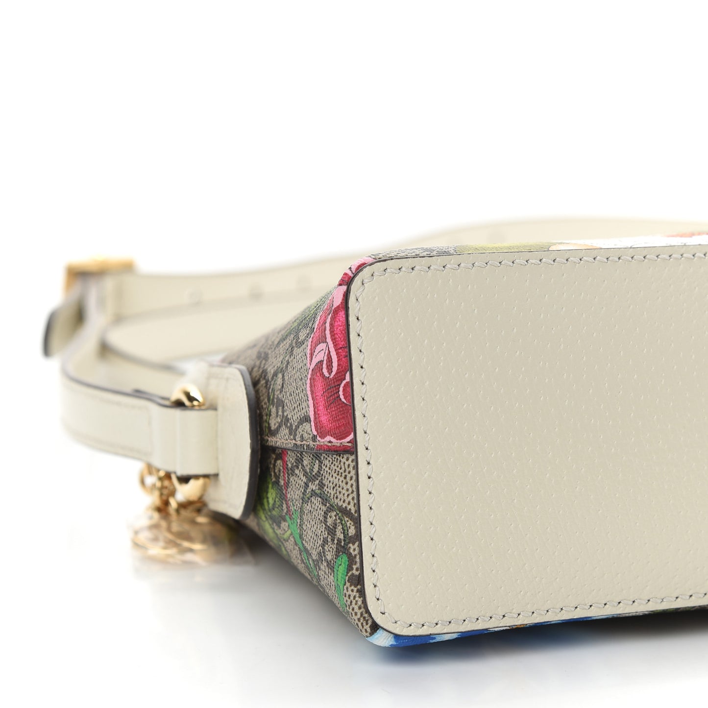 GG Supreme Monogram Flora Web GG Small Ophidia Dome Shoulder Bag White