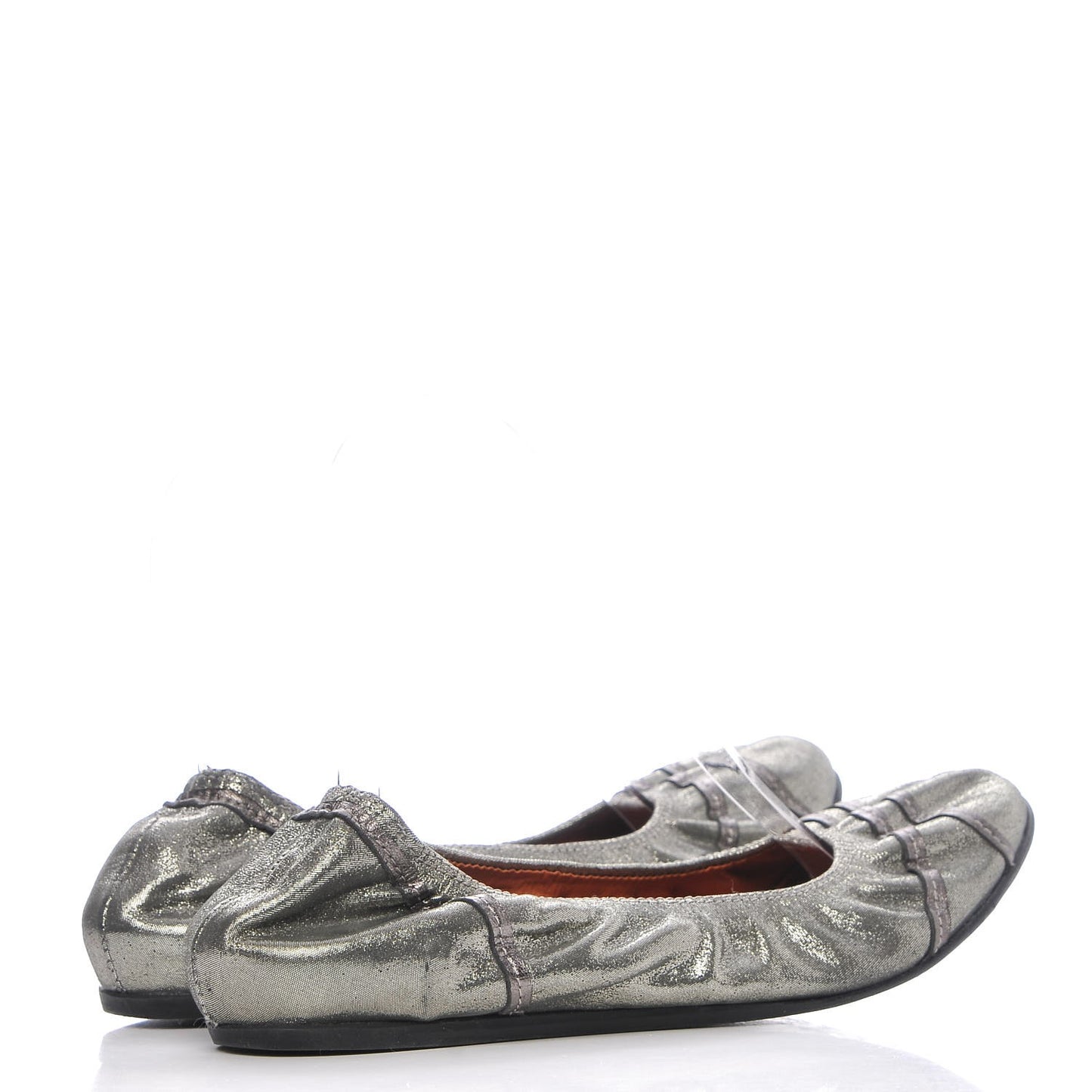 Metallic Lambskin Elastic Ballet Flats 39 Dore Argent