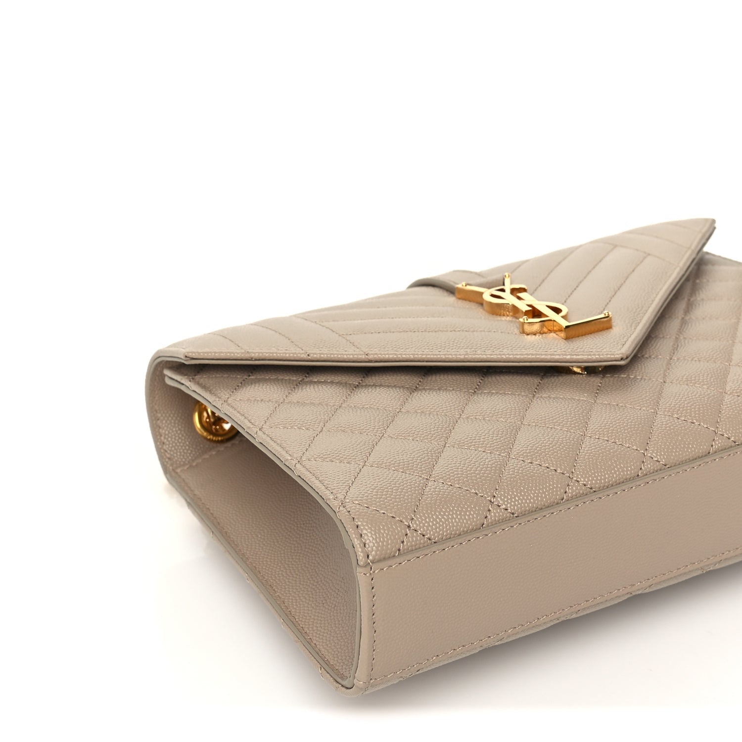 Saint Laurent Grain De Poudre Textured Mixed Matelasse Medium Triquilt Monogram Satchel Dark Beige 7 of 8