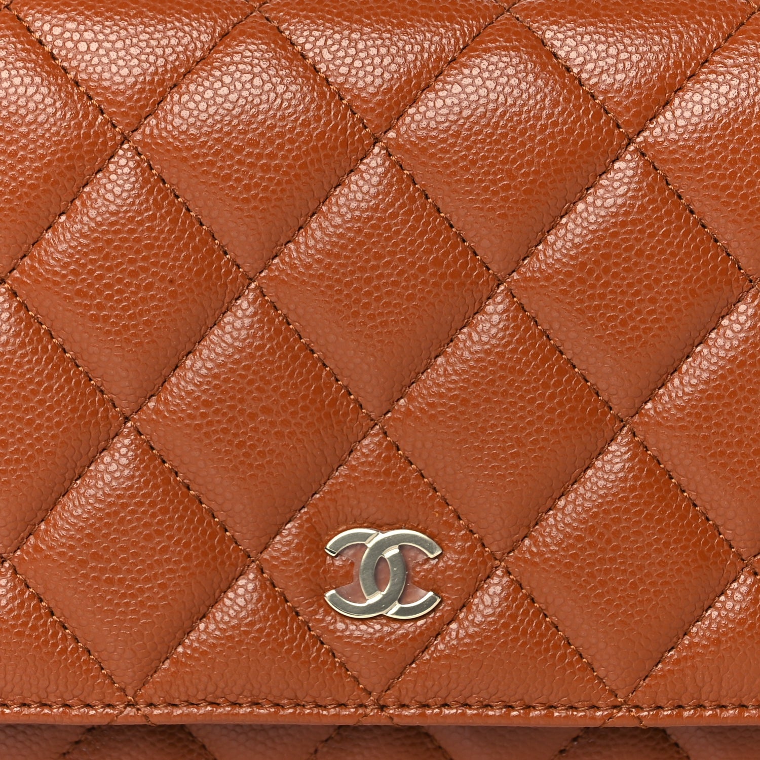 Chanel Caviar Quilted Wallet On Chain WOC Light Brown 7 of 9