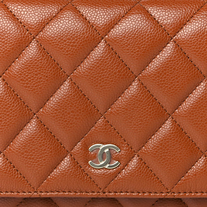Chanel Caviar Quilted Wallet On Chain WOC Light Brown 7 of 9