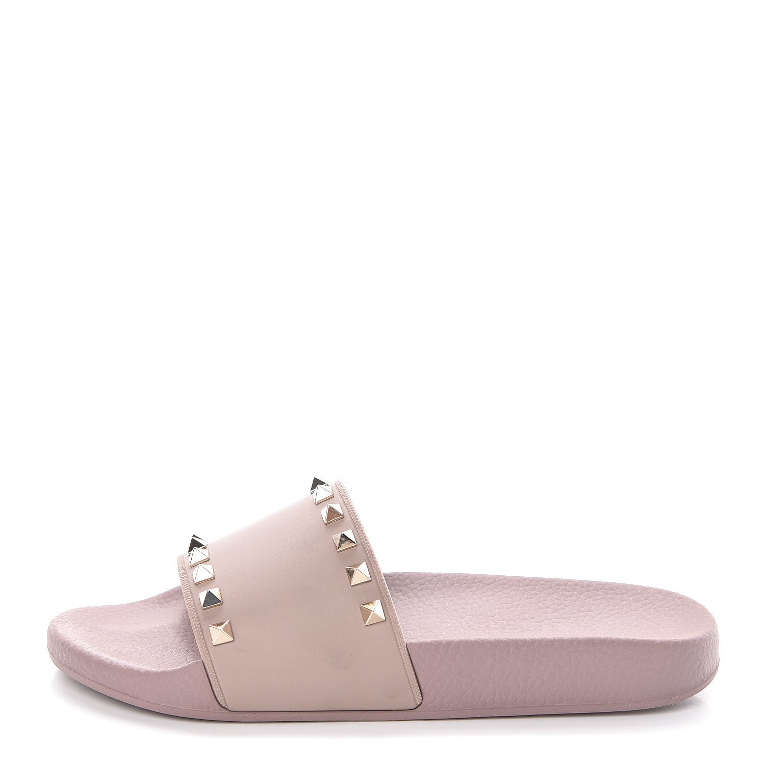 Valentino Garavani Rubber Rockstud Slide Sandals 39 Poudre 1 of 6
