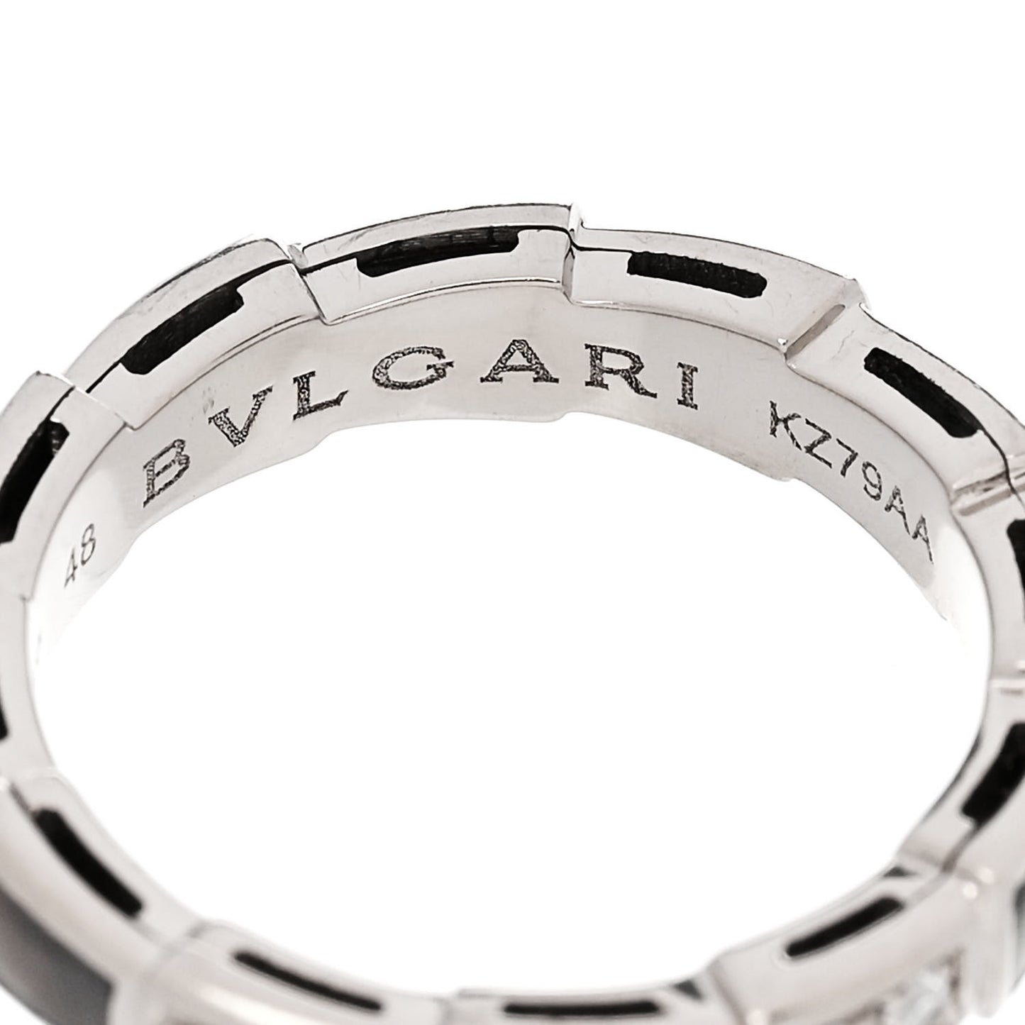 18K White Gold Diamond Gray Mother of Pearl Serpenti Viper Band Ring 48 4.5