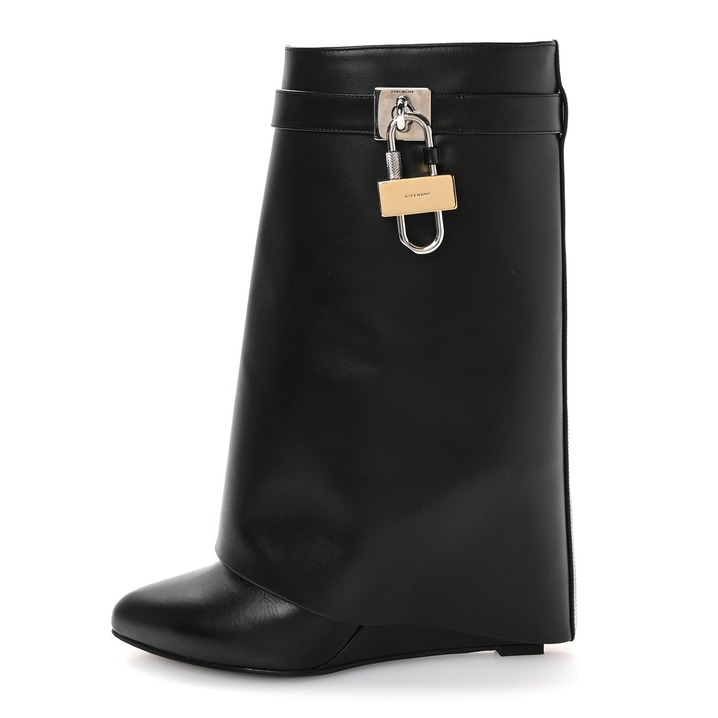 Calfskin Shark Lock Ankle Boots 39.5 Black