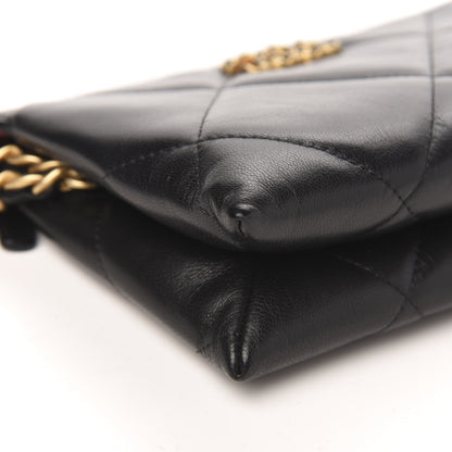 Chanel Shiny Goatskin Quilted Small Chanel 19 Pouch With Handle Black 9 of 11