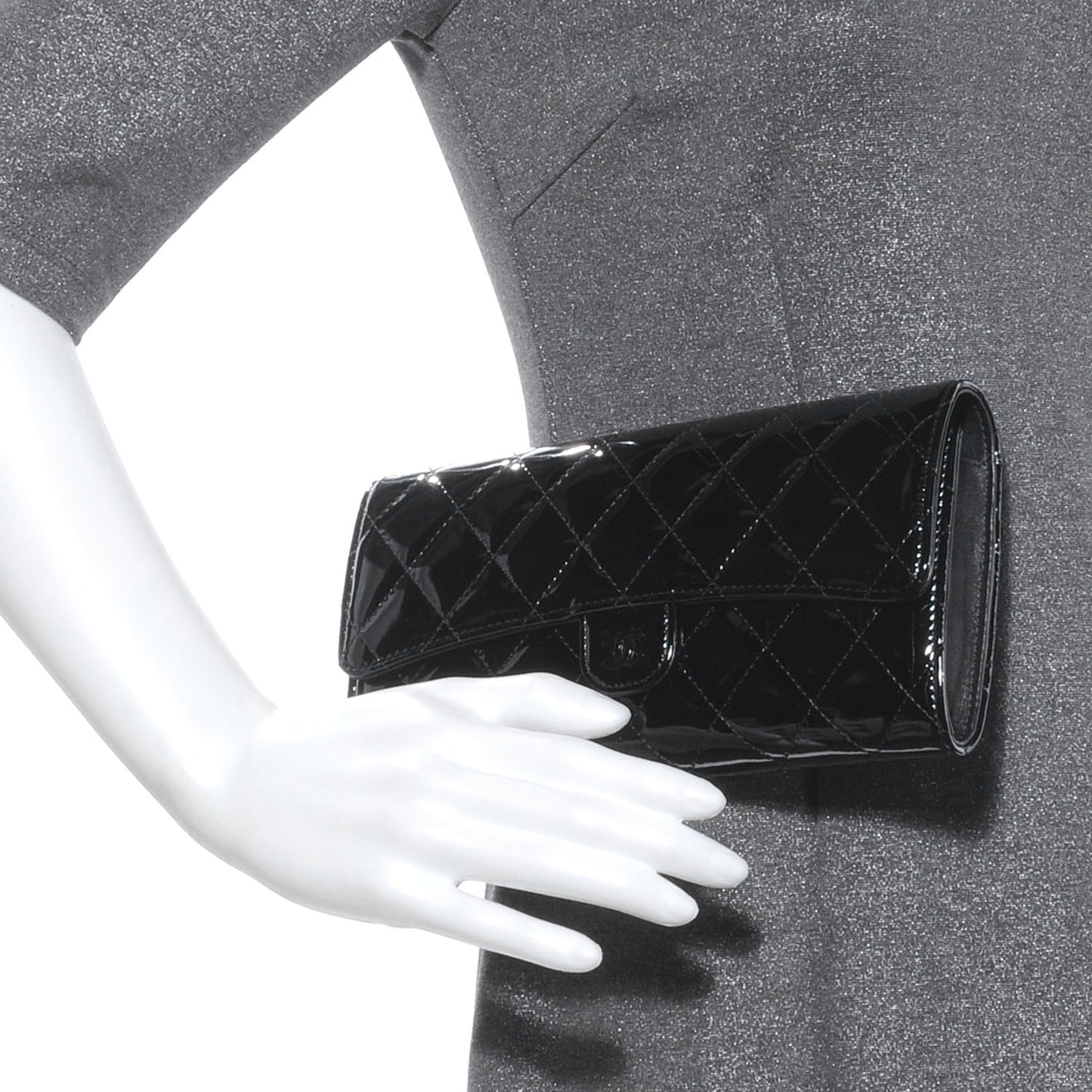 Patent Quilted Travel Wallet Black