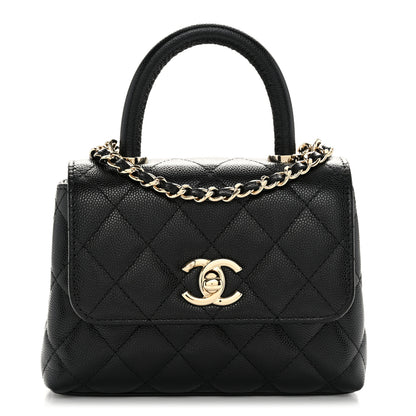 Chanel Caviar Quilted Coco Handle Clutch With Chain Black 8 of 11