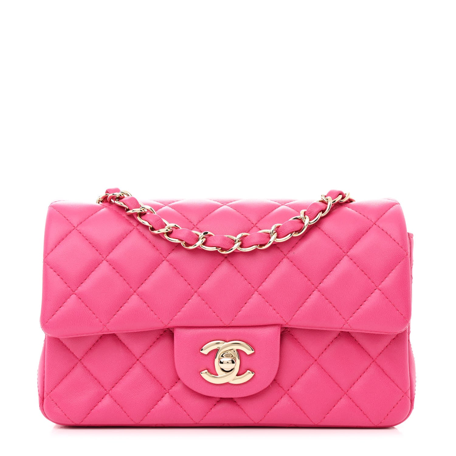 Chanel Lambskin Quilted Mini Rectangular Flap Pink 1 of 10