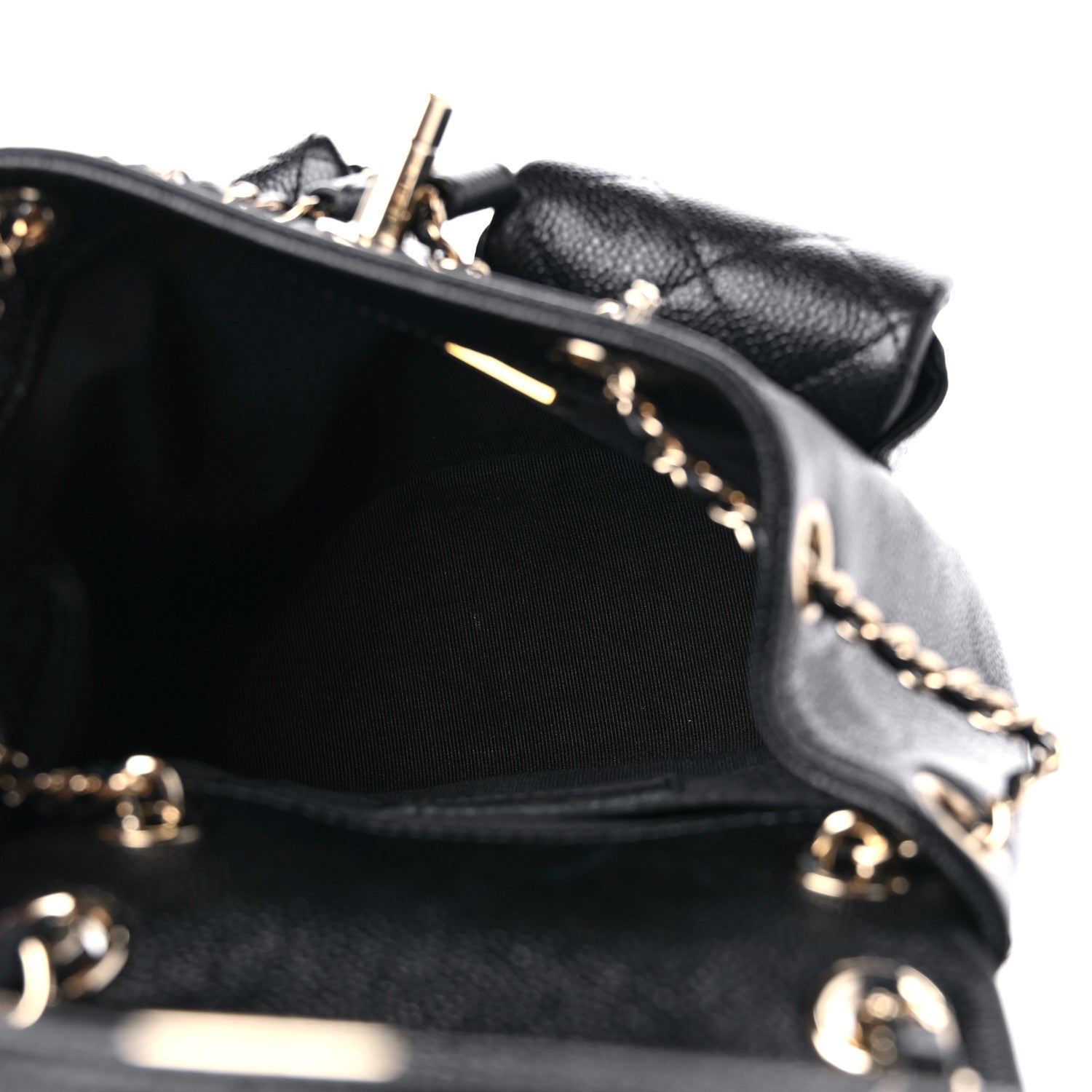 Chanel Shiny Caviar Quilted Small Duma Pockets Drawstring Backpack Black 5 of 11