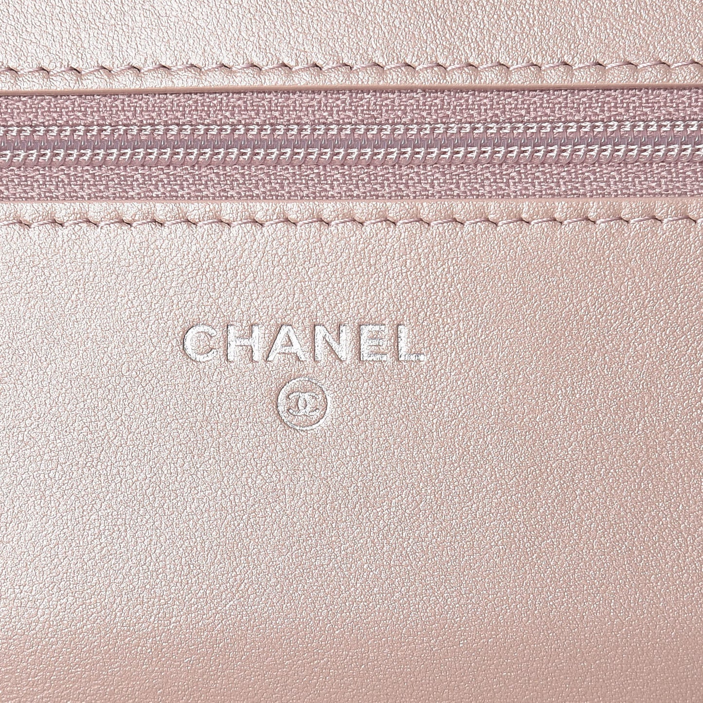 Goatskin Camellia Embossed Wallet On Chain WOC Light Pink