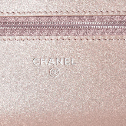 Chanel Goatskin Camellia Embossed Wallet On Chain WOC Light Pink 8 of 11