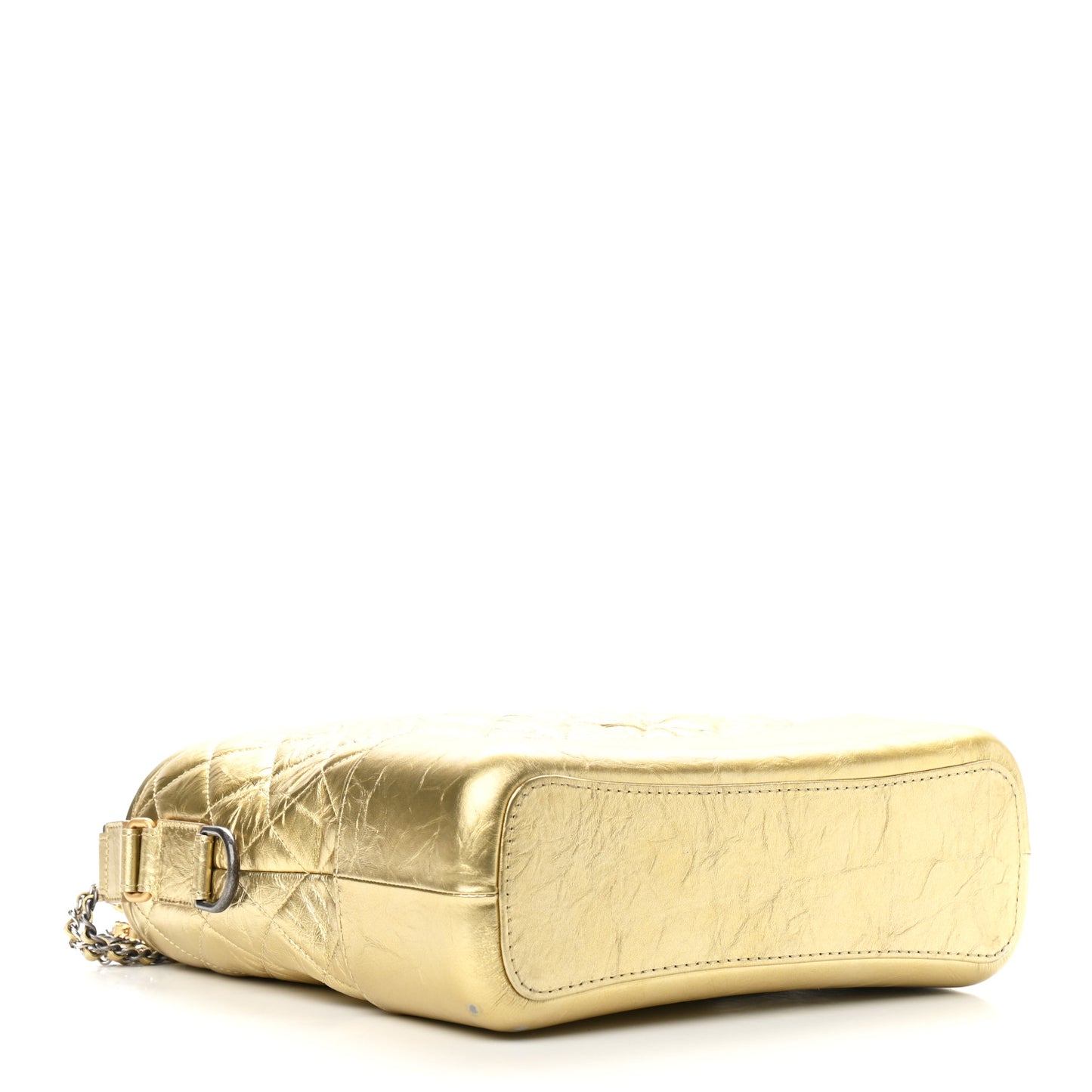 Metallic Aged Calfskin Quilted Medium Gabrielle Gold