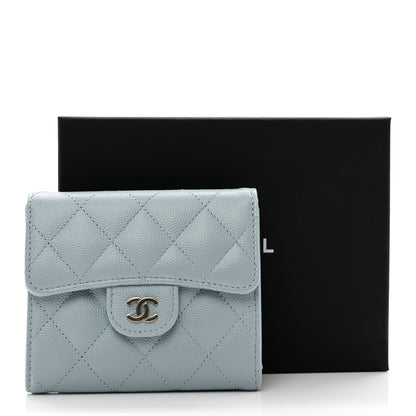 Chanel Caviar Quilted Compact Flap Wallet Light Blue 9 of 9