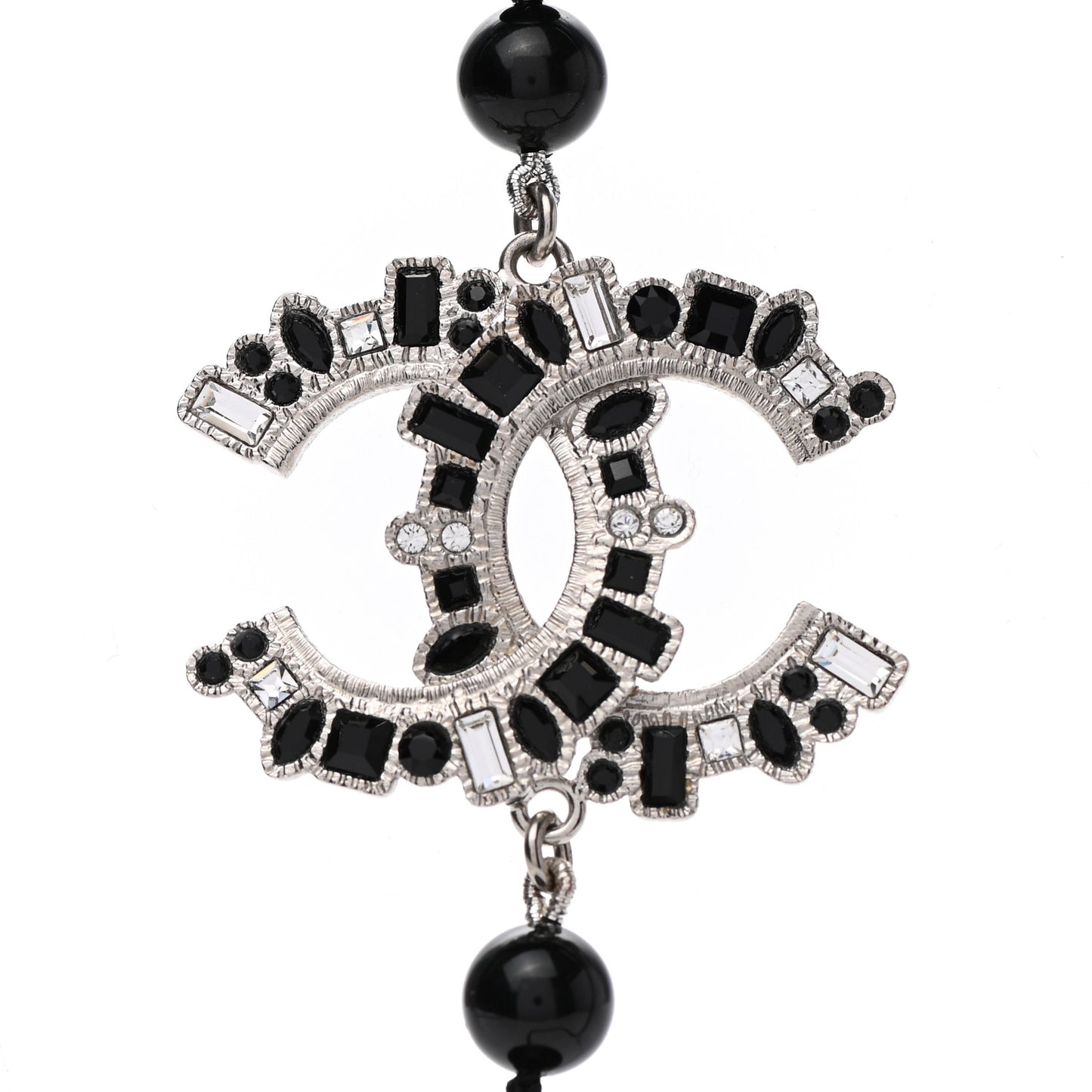 Pearl Bead CC Double Strand Necklace Black