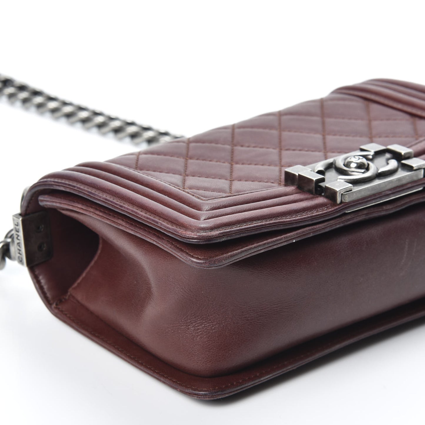 Lambskin Quilted Small Boy Flap Burgundy
