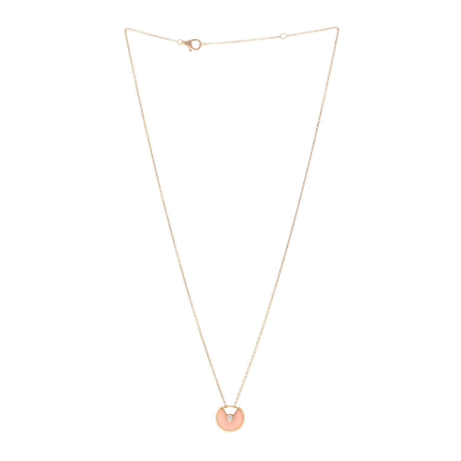 Cartier 18K Pink Gold Diamond Pink Opal XS Amulette de Cartier Pendant Necklace 3 of 4