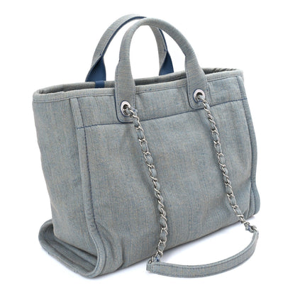 Chanel Denim Small Deauville Tote Light Blue 3 of 7