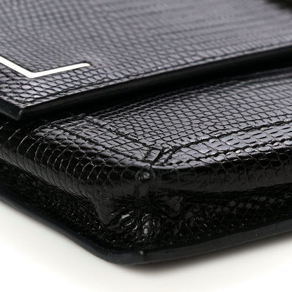 Fendi Calfskin Lizard Embossed Wallet on Chain Black 9 of 15