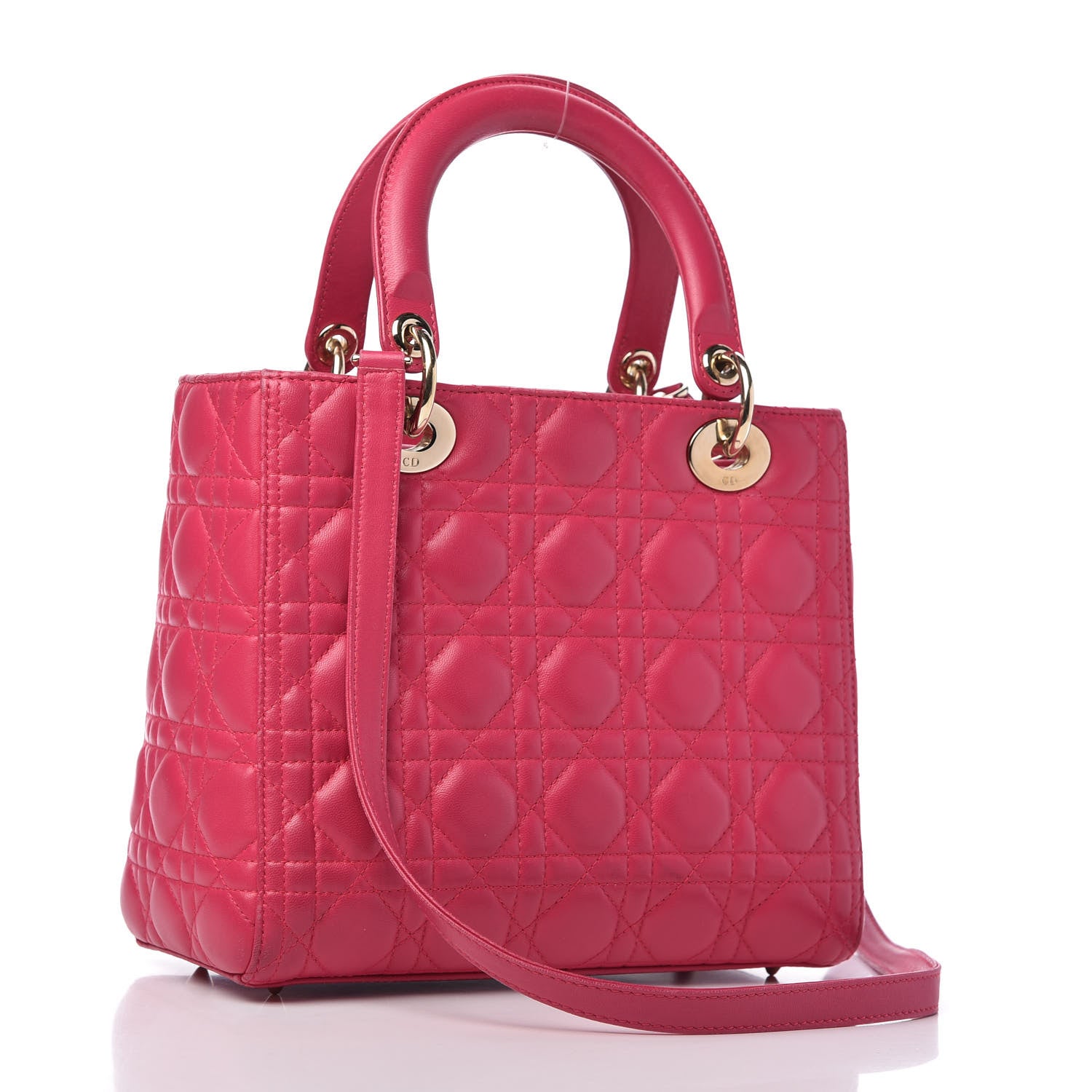Christian Dior Lambskin Cannage Medium Lady Dior Fuchsia 3 of 10