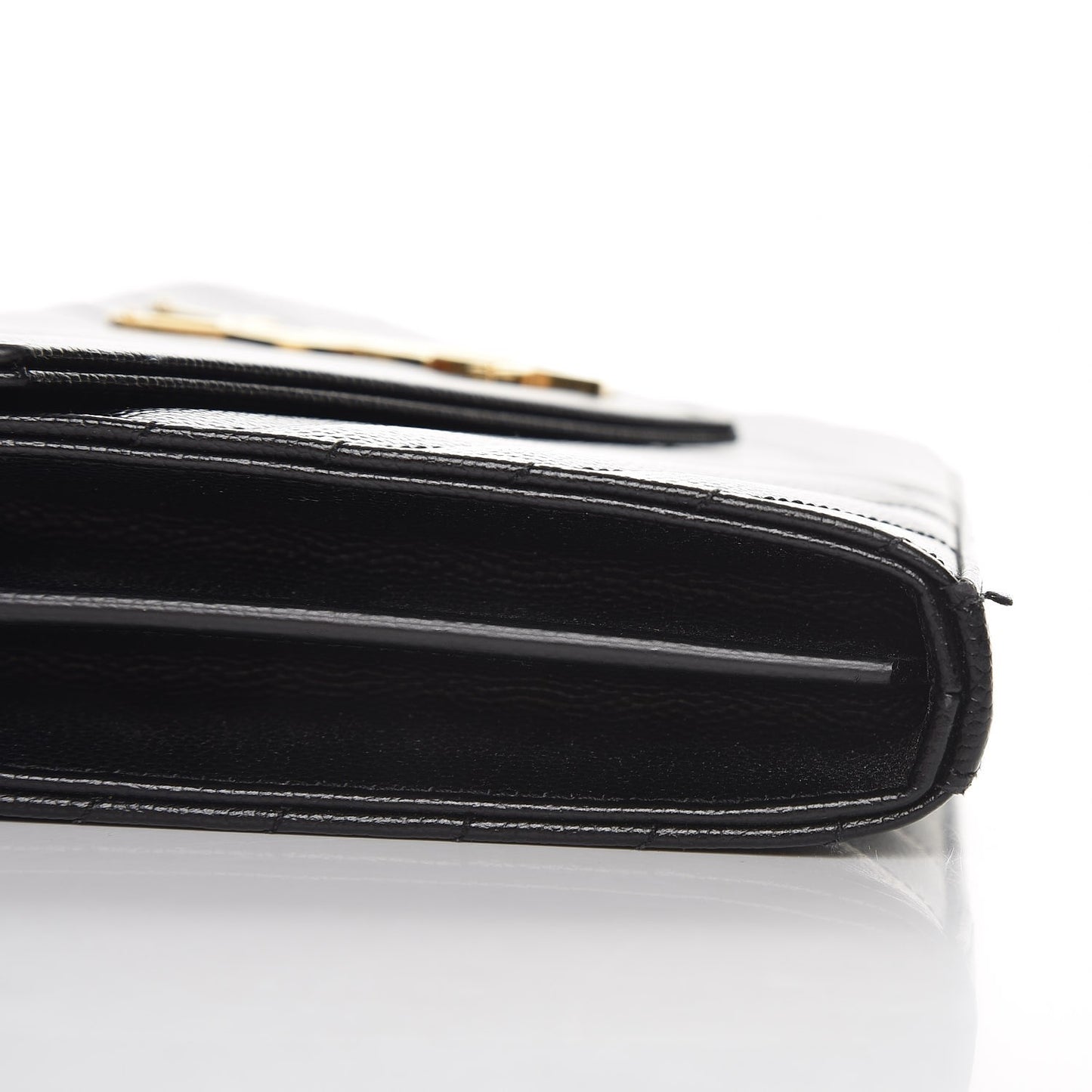 Grain De Poudre Matelasse Chevron Monogram Chain Wallet Black