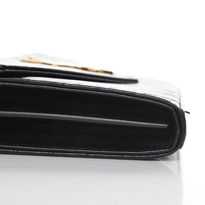 Saint Laurent Grain De Poudre Matelasse Chevron Monogram Chain Wallet Black 8 of 8