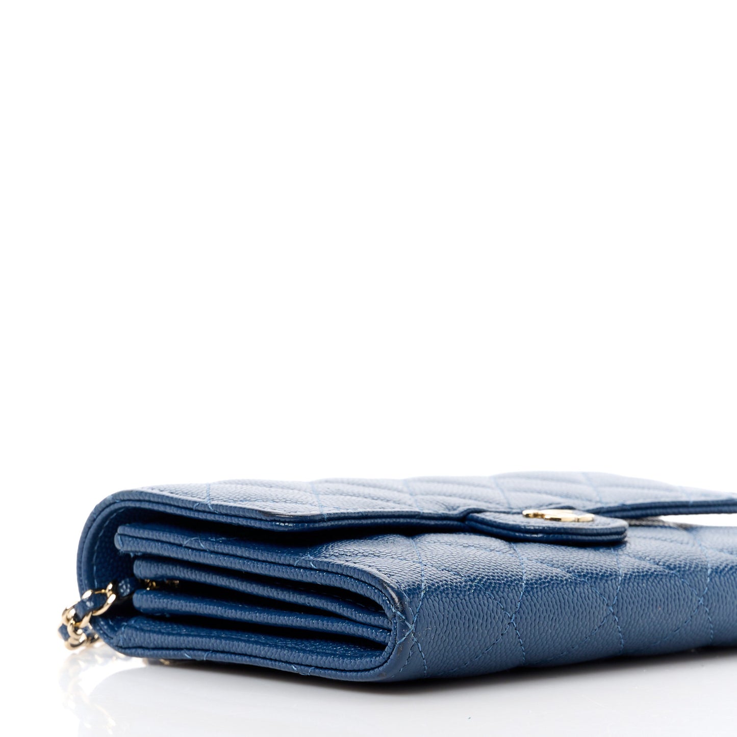 Caviar Quilted Classic Clutch With Chain Blue