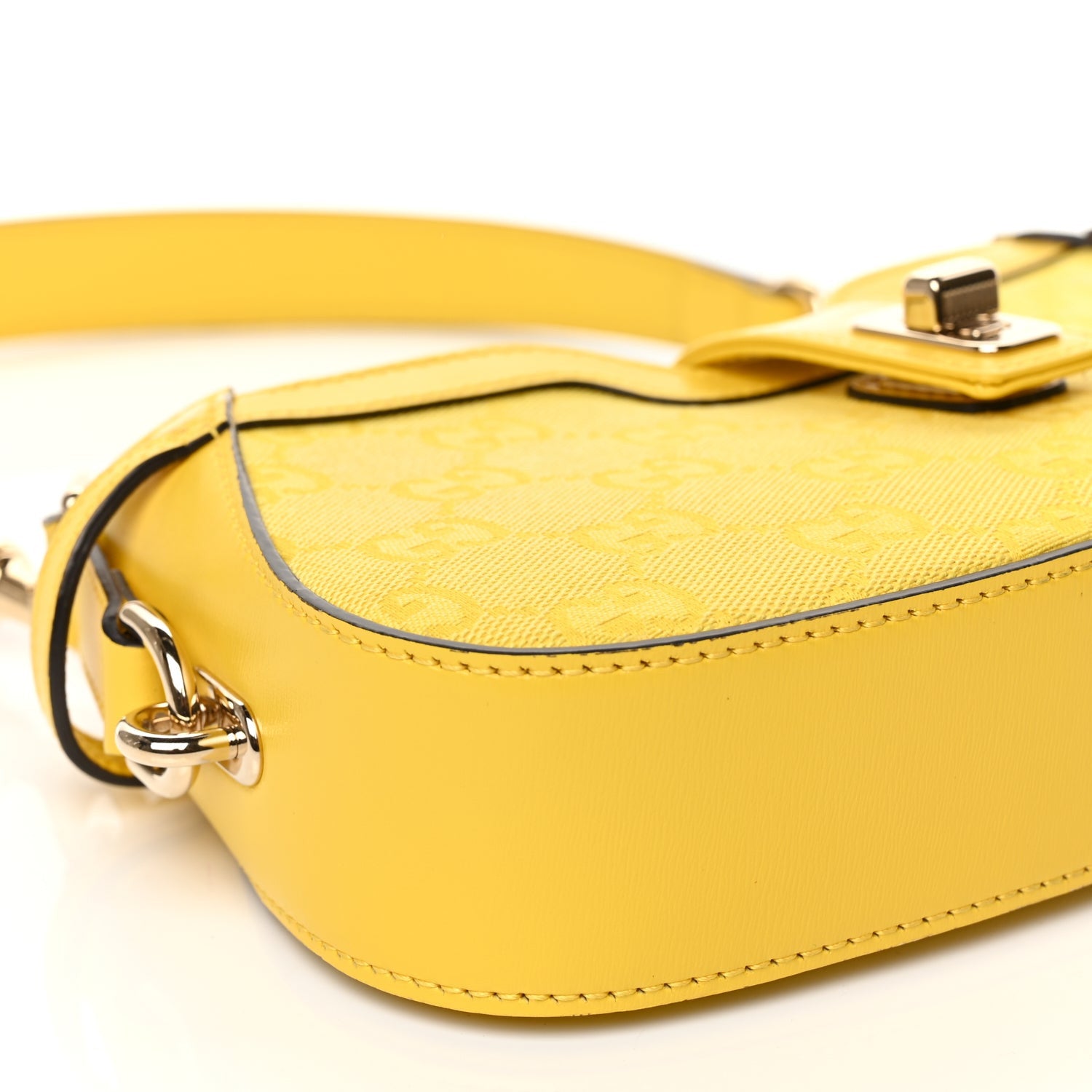 Gucci Calfskin Monogram Mini Moon Side Shoulder Bag Yellow 9 of 11