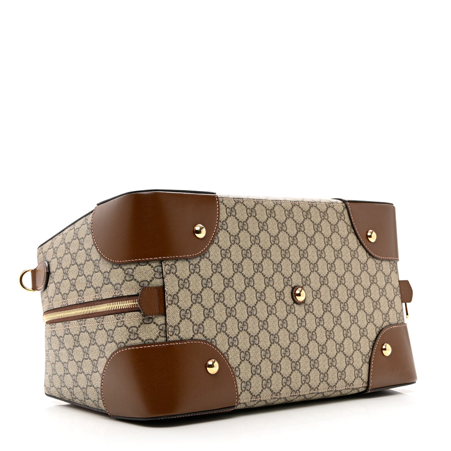 GG Supreme Monogram Azalea Calfskin Retro Interlocking G Duffle Bag Beige Ebony Brown Sugar