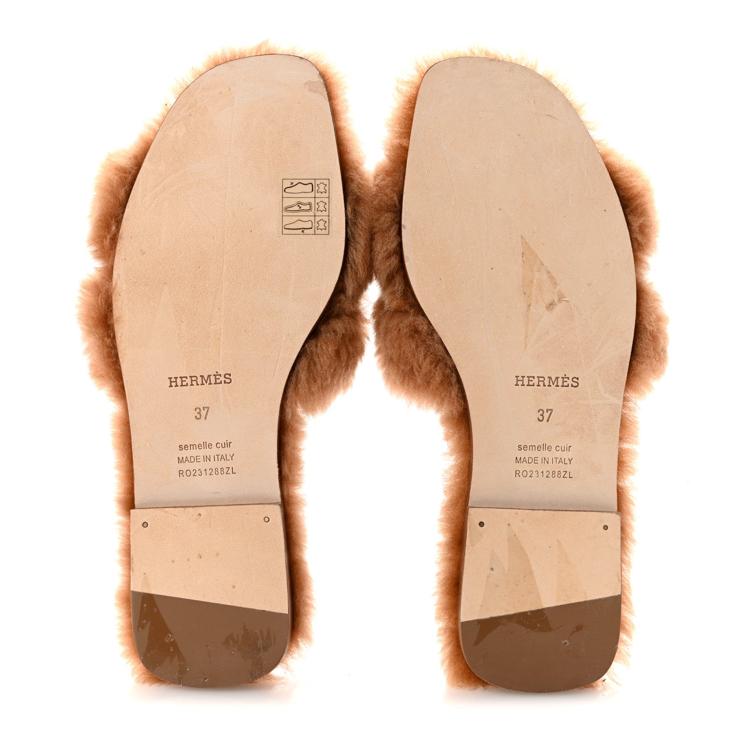 Hermes Woolskin Oran Sandals 37 Naturel 6 of 8