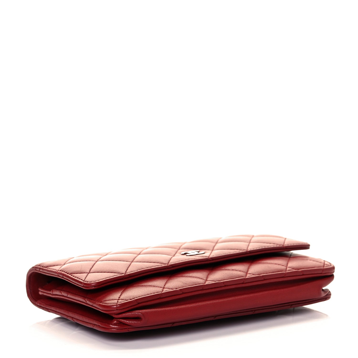 Chanel Lambskin Quilted Wallet On Chain WOC Red 10 of 28