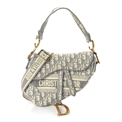 Christian Dior Oblique Embroidered Saddle Bag Grey 1 of 8