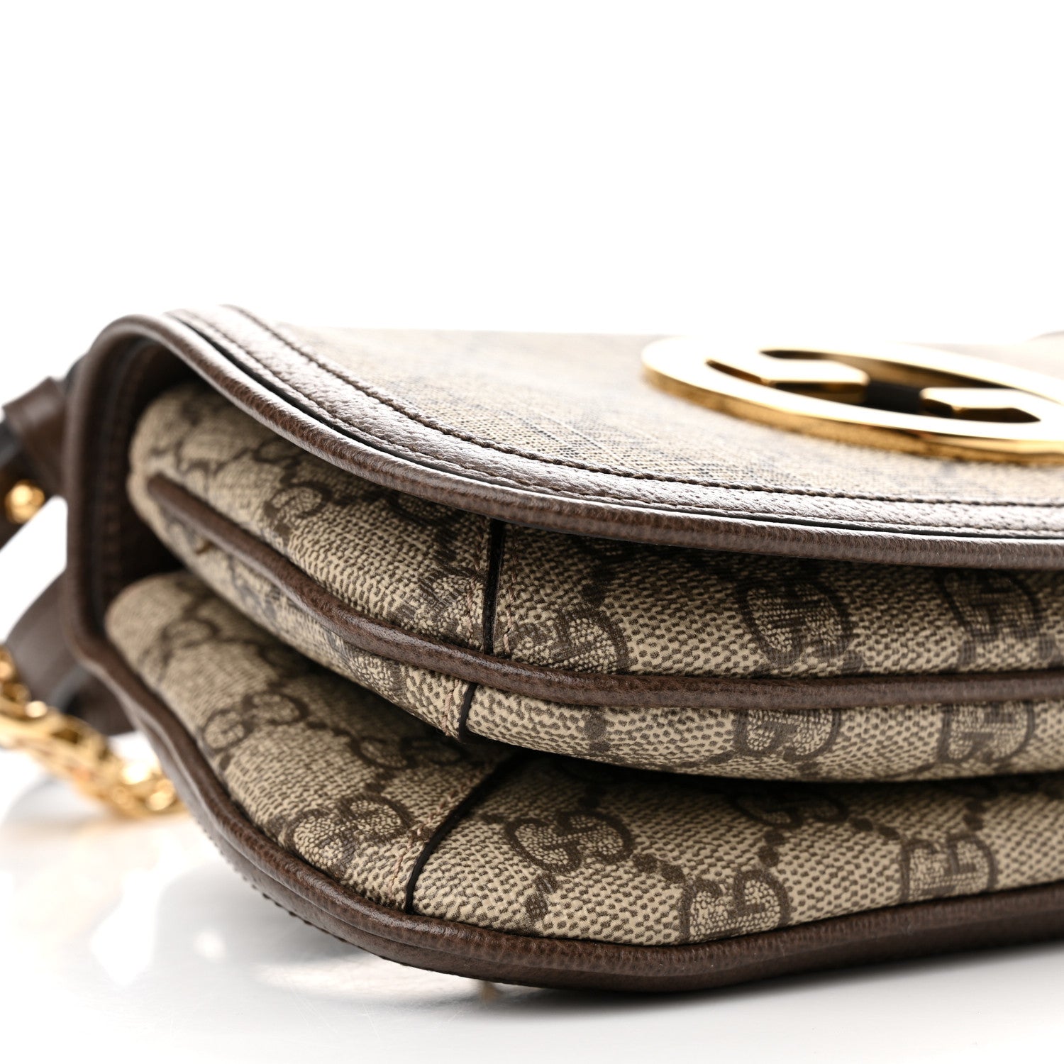 Gucci GG Supreme Monogram Textured Dollar Calfskin Mini Blondie Chain Shoulder Flap Bag Beige Ebony New Acero 9 of 10