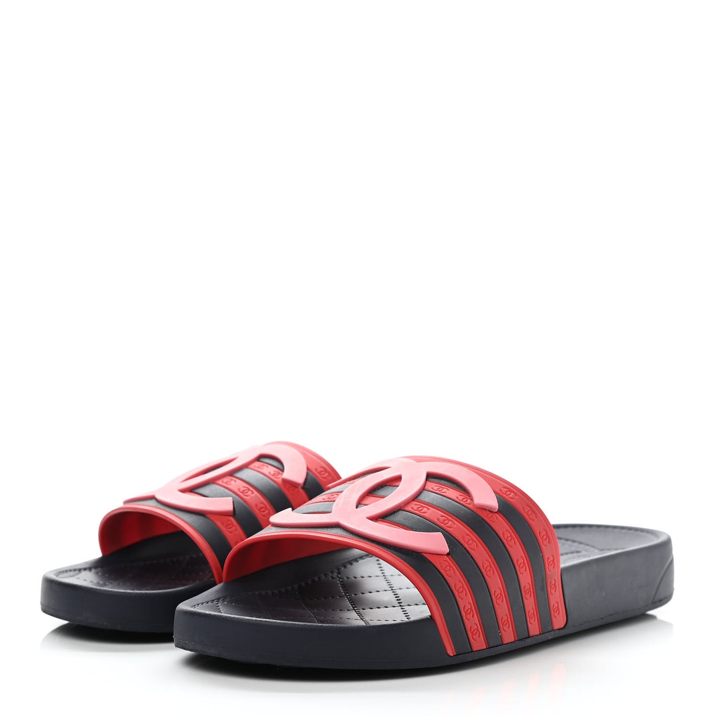 Rubber CC Flat Slide Sandals 37 Pink Red