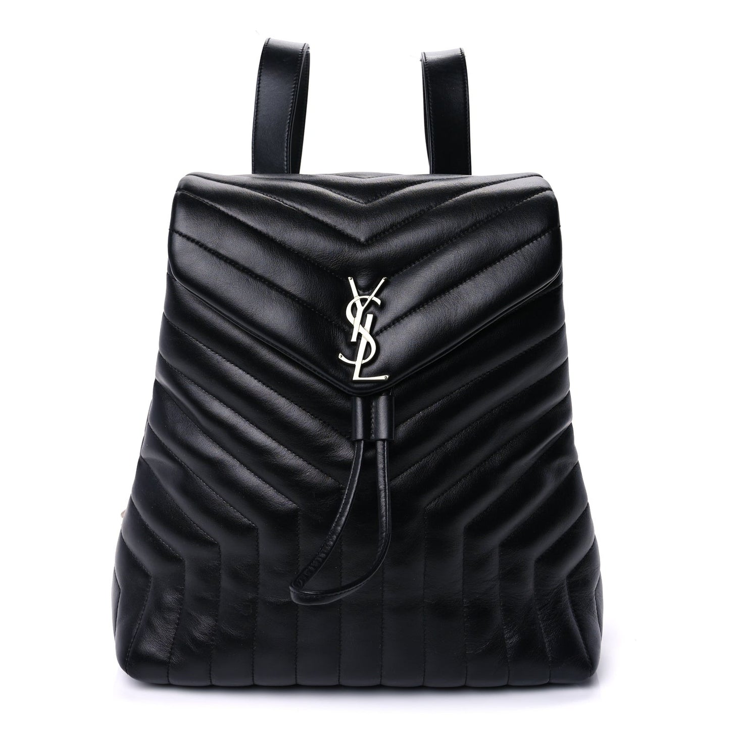 Calfskin Y Quilted Monogram Medium Loulou Backpack  Black