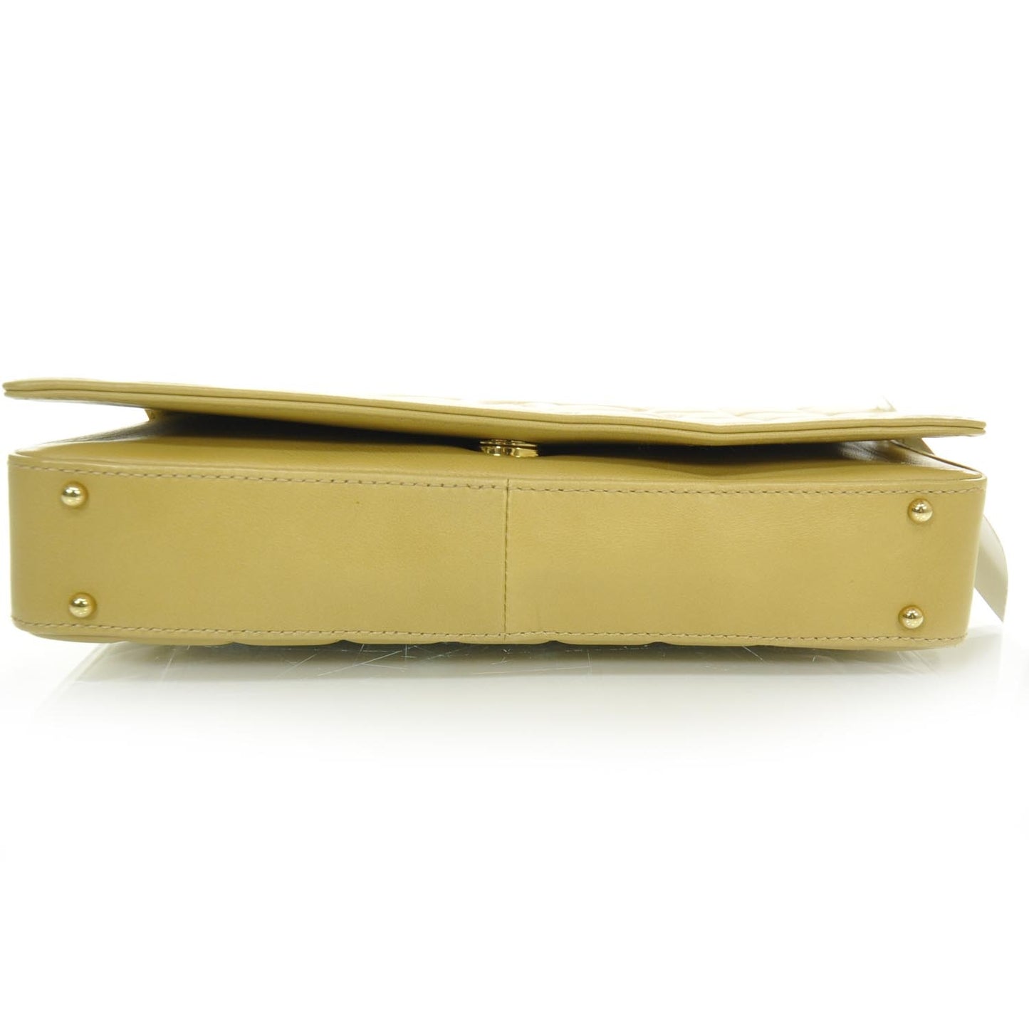 Leather Chocolate Bar Quilted CC Flap Beige