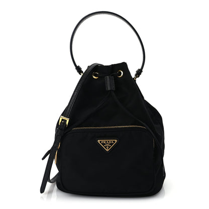 Prada Nylon Vela Saffiano Mini Bucket Crossbody Bag  Black 1 of 8
