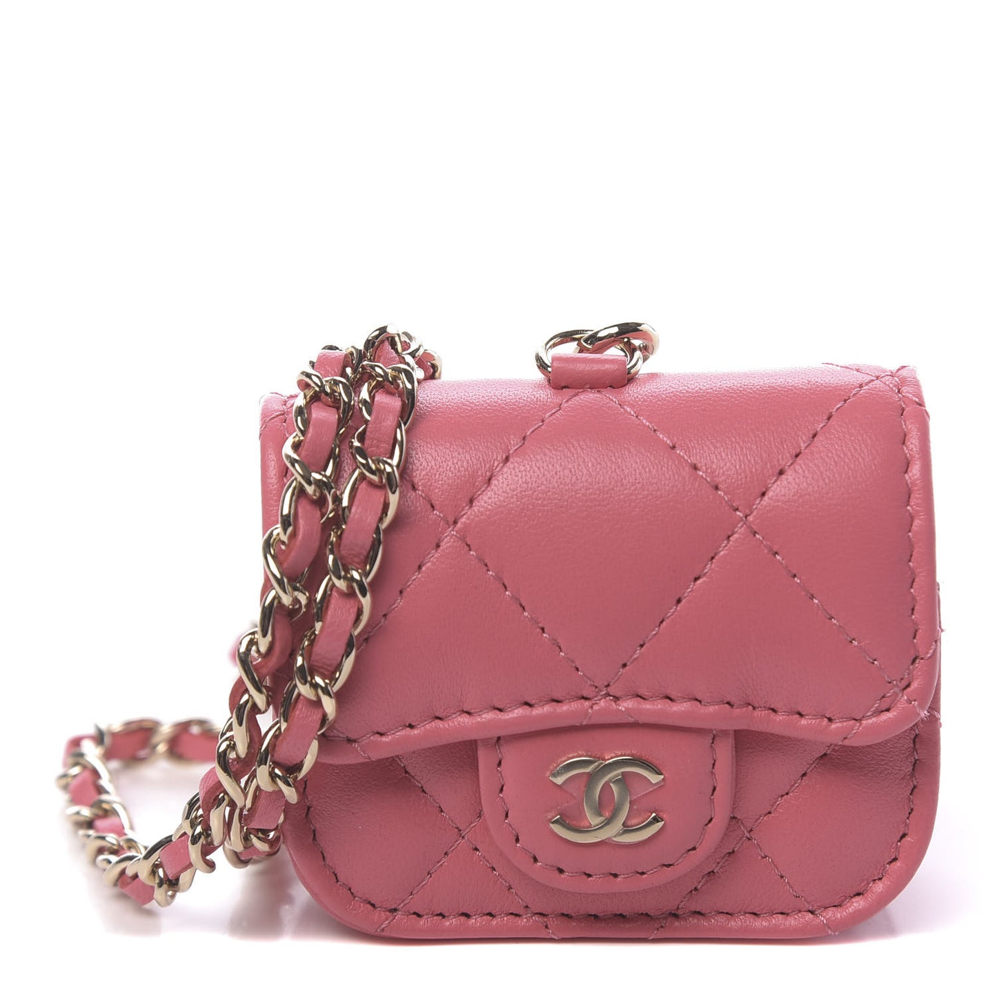 Lambskin Quilted Airpods Pro Case Coral