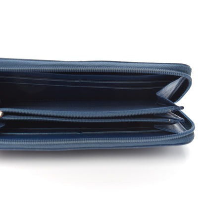 Chanel Caviar Large CC Timeless Zip Around Wallet Dark Blue 5 of 14