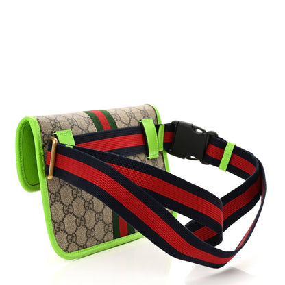 Gucci GG Supreme Monogram Web Small Ophidia Belt Bag Beige Ebony Electric Green 3 of 7